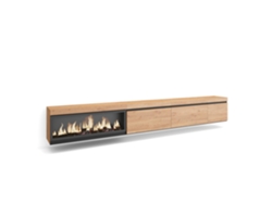 Mueble TV, Televisión, 317x35x45 cm, Chimenea eléctrica XXL, Colgado, Suspendido, Roble SKRAUT HOME
