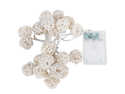Rebe-luz De Cadena De Bolas De Ratán 20led 3.1m Para Navidad, Fiestas, Jardín Y Decoración Paisajística