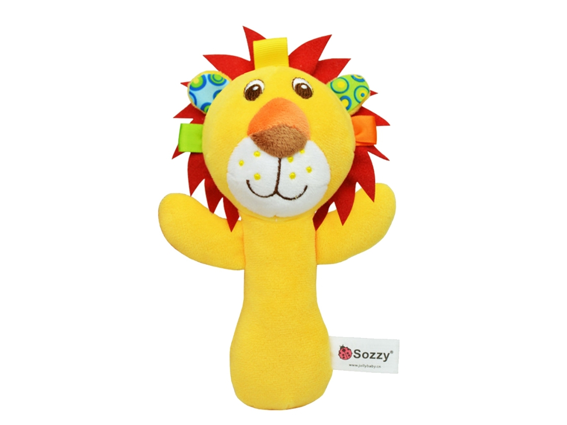 Juguete de mano para bebé niño con palo de sonido, lindo juguete de peluche con palo de sonido, león A