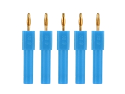 5 Adaptadores De Enchufe Banana De 2 Mm A 4 Mm De Latón Pa De Buena Conductividad, Color Azul.