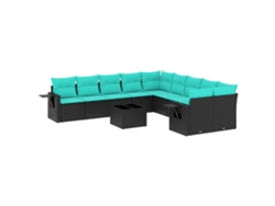 Maison Exclusive - Conjunto De Sofá De Jardín De 11 Piezas Con Cojines, De Poliratán Negro