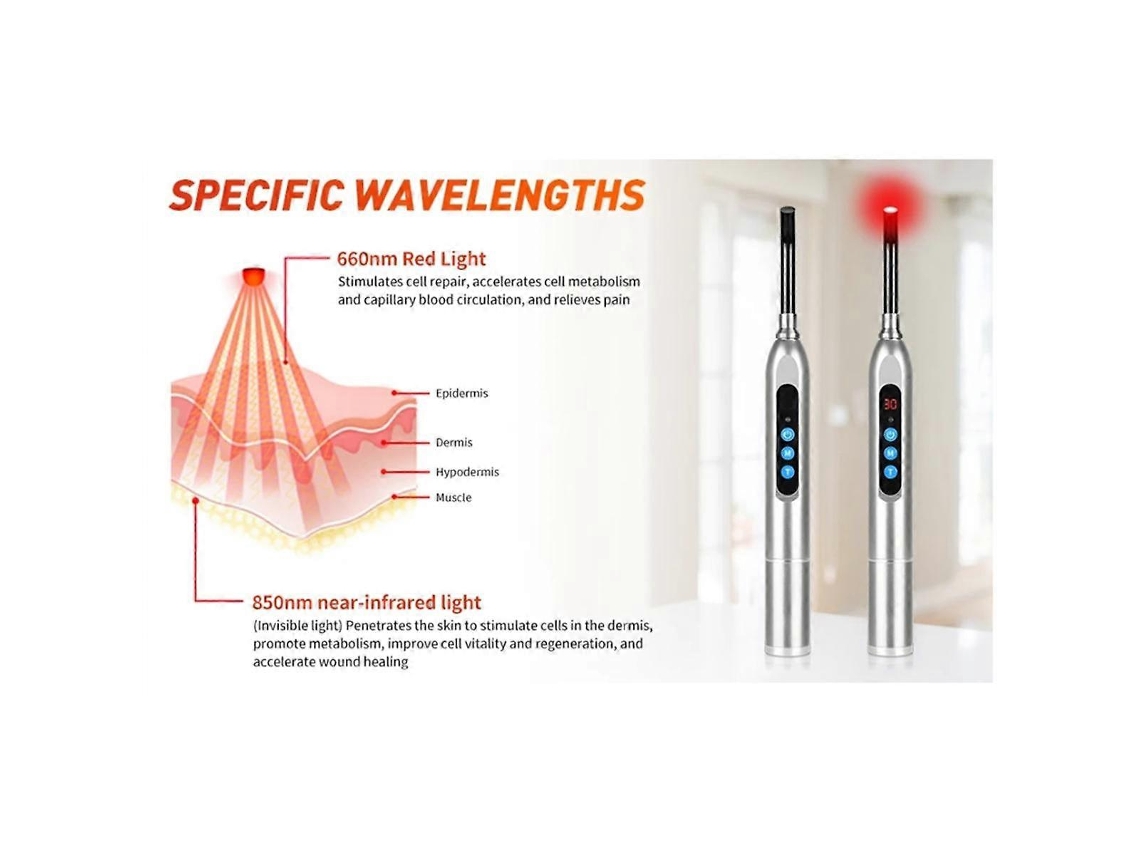 Dispositivo de terapia de luz roja para el tratamiento del herpes labial, con luz LED infrarroja cercana de 660 nm y 850 nm.
