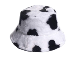 Sombrero Tipo Cubo Con Estampado De Vaca, De Felpa Y Piel Sintética, Unisex, Plegable, Acolchado, Para Invierno (2025)