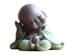 Estatua De Buda Maitreya Sonriente En Cerámica, Decoración Para El Té, Pequeño Adorno De Buda Centinela Con Base Antideslizante.