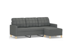Maison Exclusive - Sofá De 3 Plazas Con Taburete De Tela Gris Oscuro 180 Cm