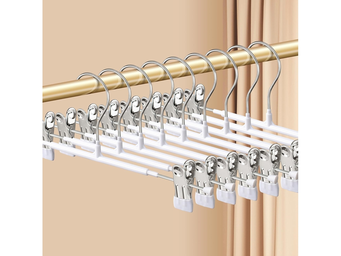 Rack Ajustável Para Calças 20 Peças Cabides De Aço Inoxidável Antiderrapantes Para Secar E Armazenar Roupas Brancas 