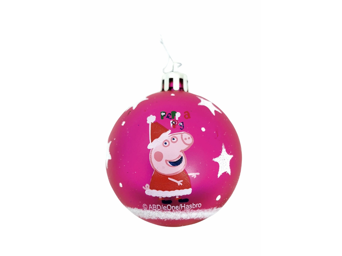 Bola de Navidad Peppa Pig Cosy corner Fucsia 6 Unidades Plástico (Ø 8 cm)