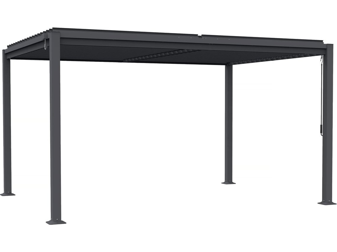 Pérgola bioclimática autoportante Howard con lamas orientables de 3 x 4 m gris Habitat Et Jardin