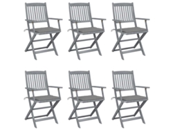 Sillas plegables de exterior de acacia maciza DKD Home Decor de 6 piezas con cojines