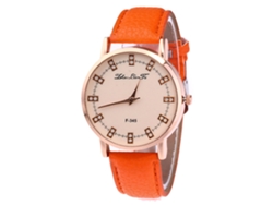 Reloj De Pulsera De Cuarzo Para Hombre Y Mujer Con Correa De Cuero Pu Zhoulianfa (naranja)