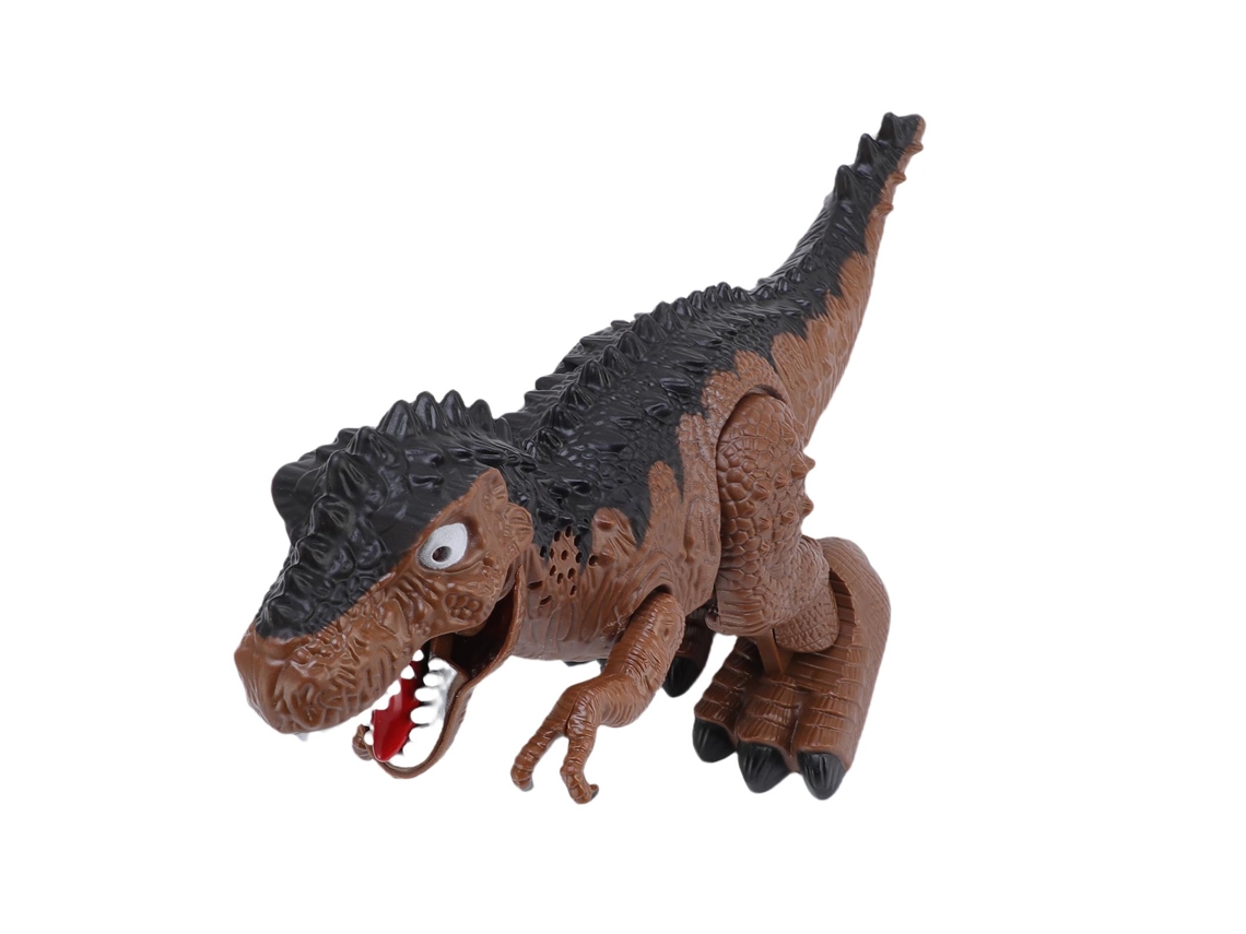 Dinosaurio Eléctrico Andante Con Luces, Sonido, Ojos Brillantes, Manos Y Boca Móviles - Interactivo - Marrón
