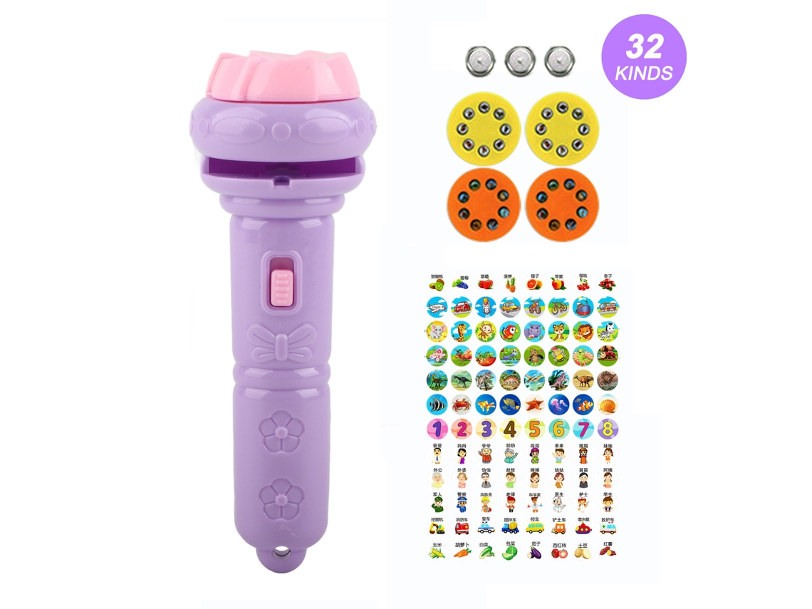 2026-proyector Linterna Para Niños Con 32 Patrones Animales Juguete Luminoso Educativo Científico Temprano Morado