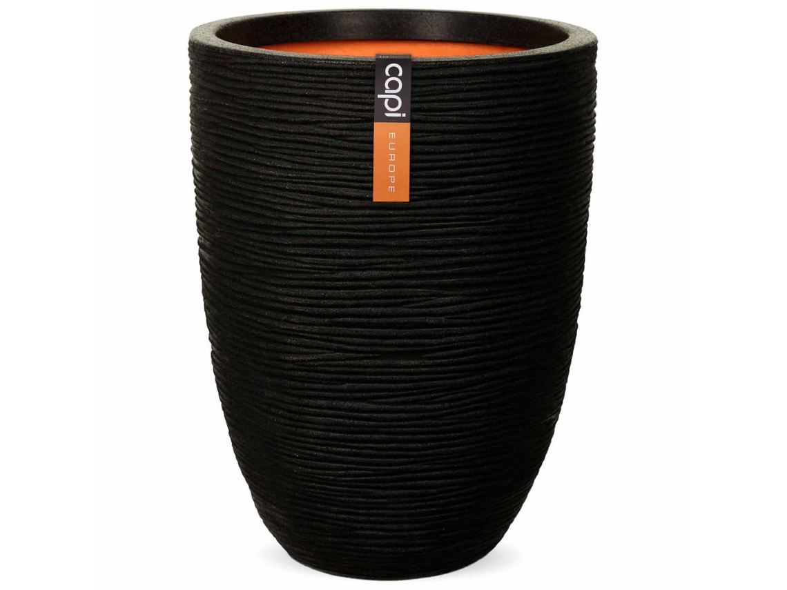 Jarrón Nature Rib elegante bajo negro KBLR783 (46x58 cm)