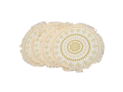4 mantos redondos estilo boho con borlas de algodón