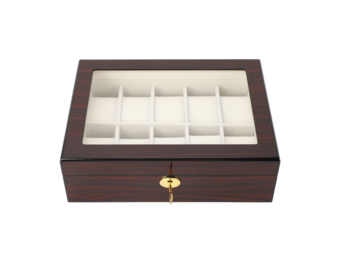 Caja De Almacenamiento Para Relojes Ligera Y Transparente Con 10 Compartimentos Y Llave, Ideal Para El Hogar Y Los Viajes.
