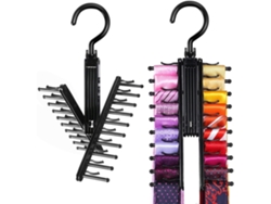 JILLIOPER 2 PCS Porta Corbatas con 20 Ganchos, Porta Cinturón Giratorio 360° con Clips Antideslizantes, Organizador de Corbatas y Pañuelos Ahorro de Espacio