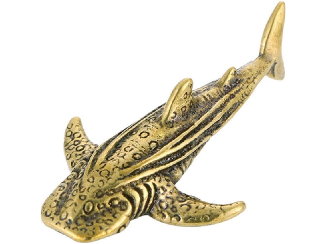 Adorno Tiburón Latón Agradable Tacto Diseño Único Decoración Escritorio Sencilla Delicada Elegante Estilo