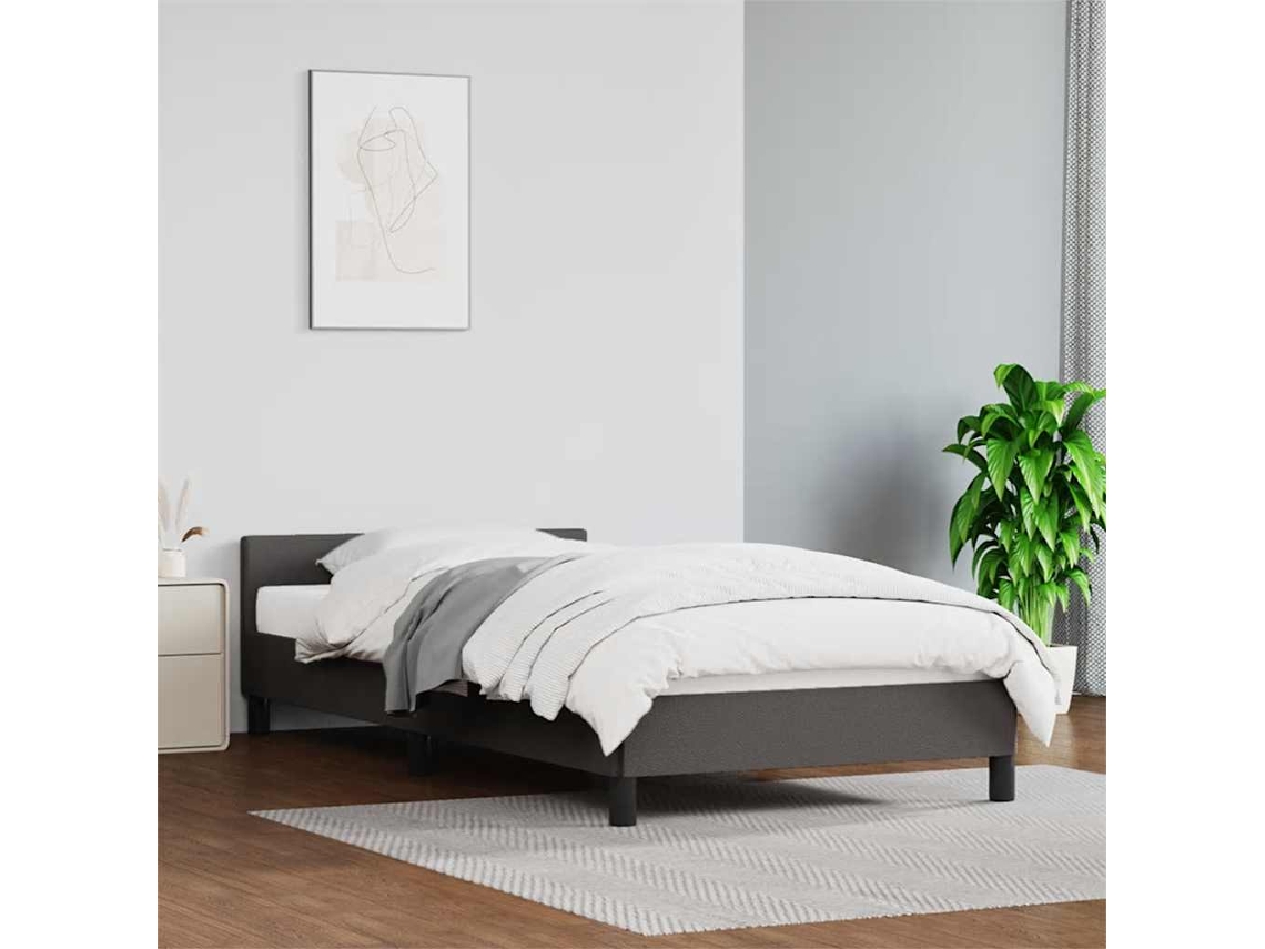 Estructura De Cama Con Cabecero Sin Colchón Gris 100x200 Cm