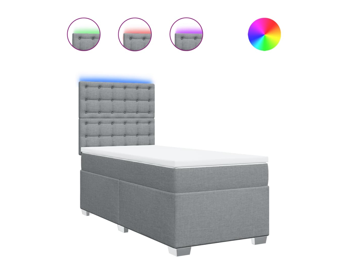 Maison Exclusive - Cama Box Spring Con Colchón Tela Gris Claro 90x190 Cm