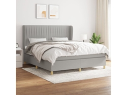 Cama Box Spring Con Colchón Tela Gris Claro 180x200 Cm