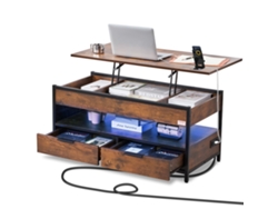VEVOR Mesa de Centro con Tapa Elevable 1000x498x480 mm Mesa de Café, Marrón