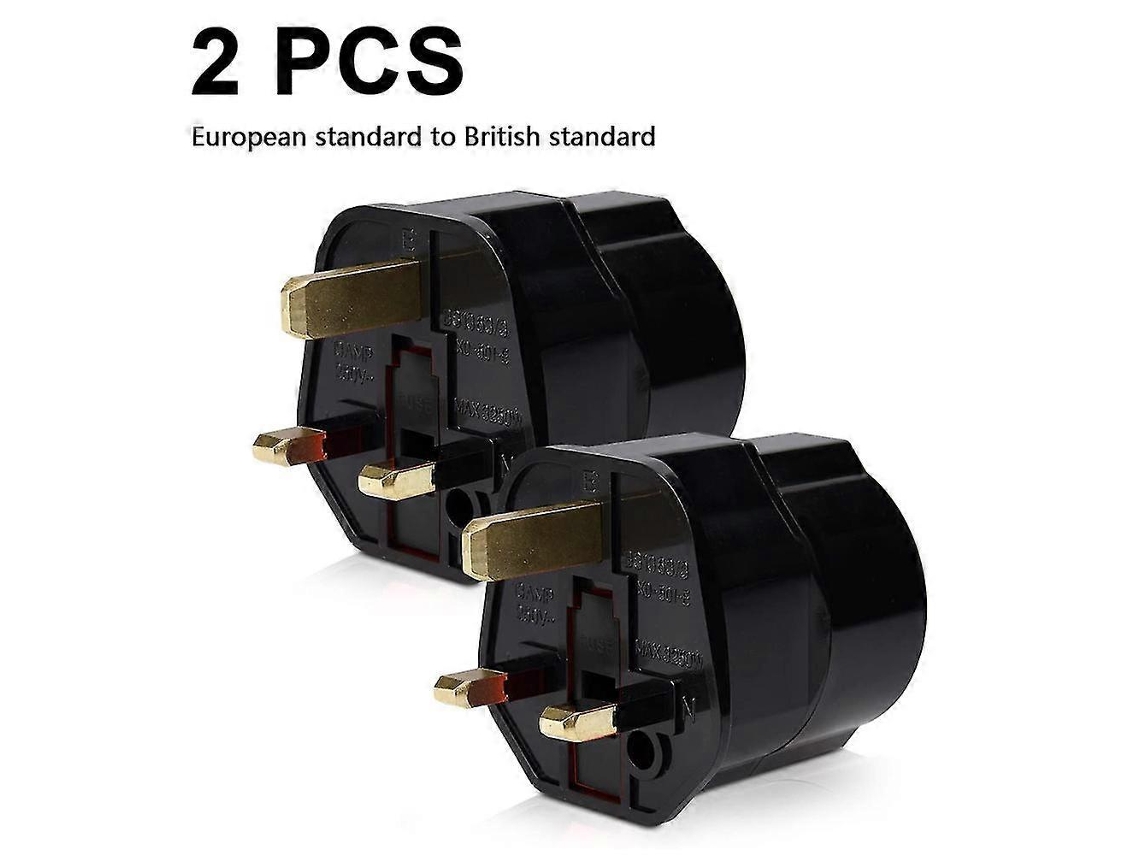 2 adaptadores de viaje para enchufes de Inglaterra, adaptadores de corriente de la UE al Reino Unido, enchufes de viaje Hengjian