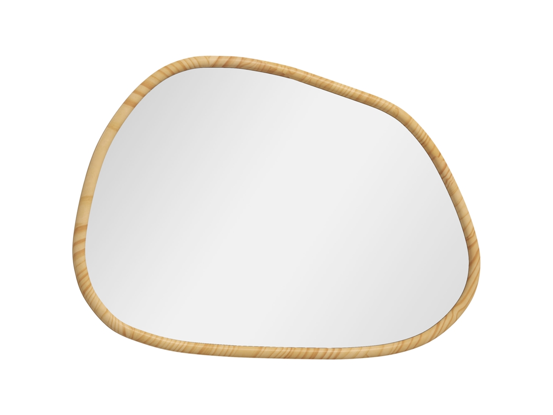 Espejo asimétrico de madera natural, 70x50cm, para baño, VELTRIX