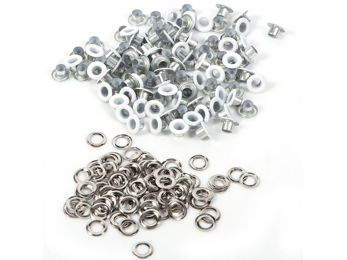 100 Juegos De Ojos Redondos De Metal De 4 Mm Para Scrapbooking, Manualidades, Cuero, Color Blanco.