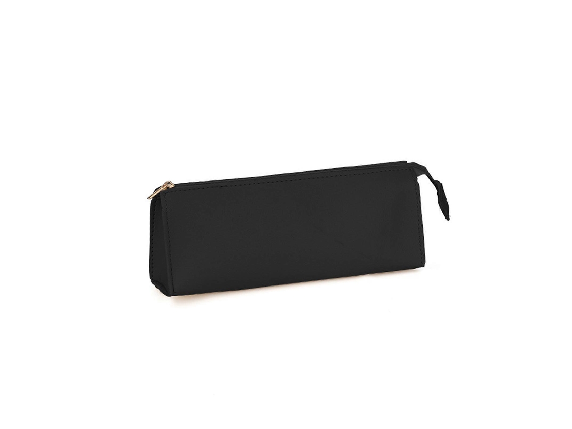 Estuche de cuero de gran capacidad, elegante, para estudiantes y profesionales.