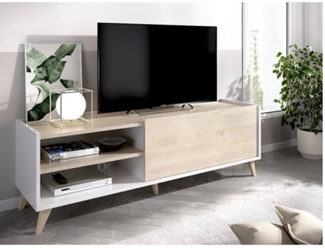 Mueble Bajo Tv DKIT Ness (Blanco/Natural - 47x155x43 cm)