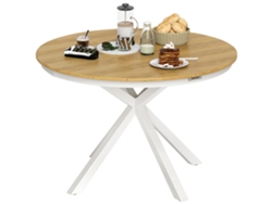 Mesa de jardín de Ø118 cm, de aluminio y listones de teca.