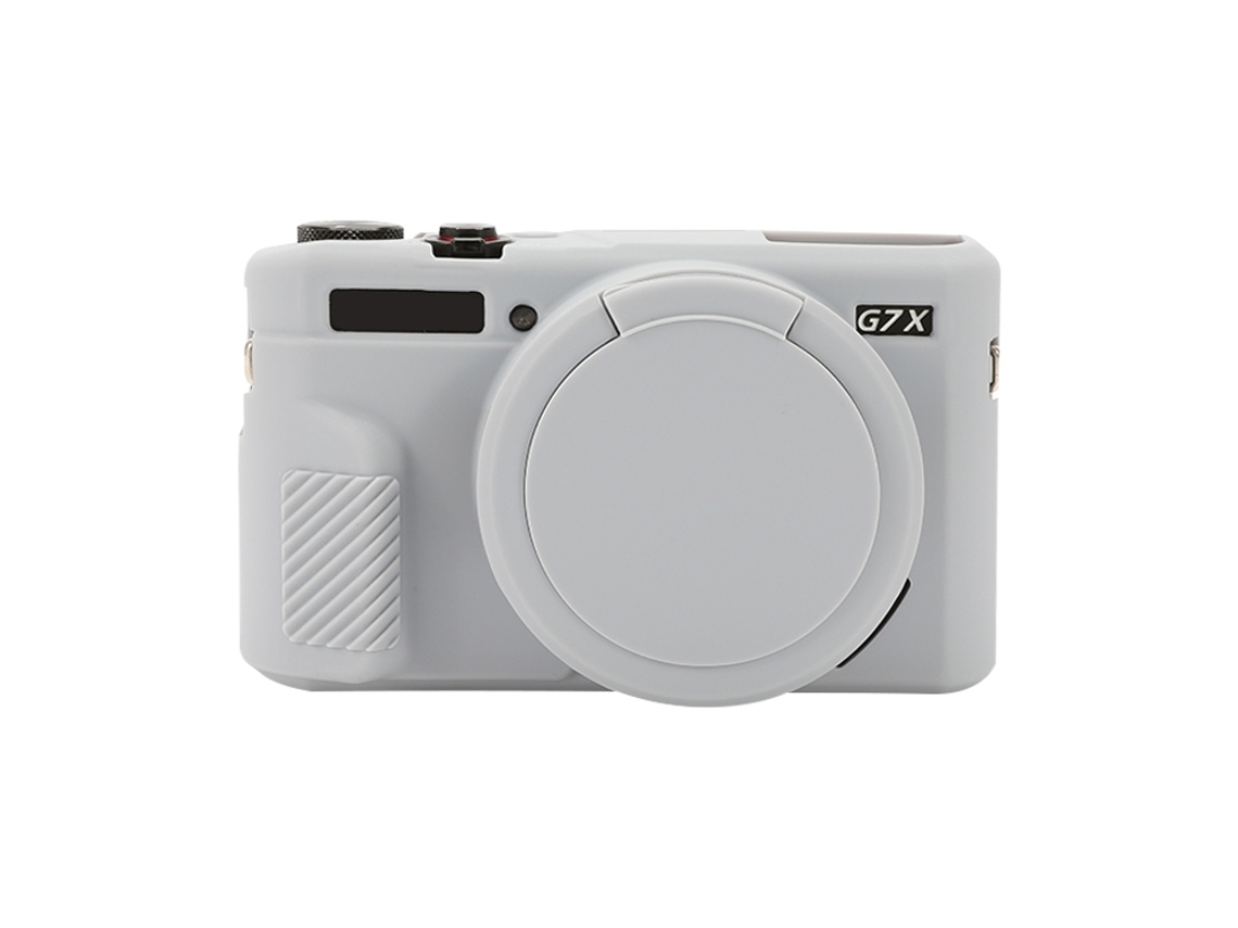 Capa Protetora De Silicone Macio Para Canon Powershot G7x Mark Ii / G7x Ii / G7x2 Com Tampa De Lente Cinza