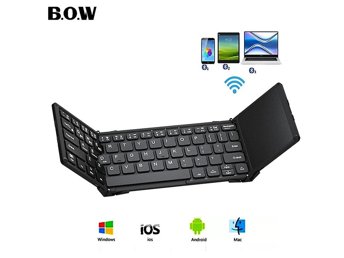 Teclado inalámbrico plegable, teclado recargable con panel táctil, teclado Bluetooth plegable para múltiples dispositivos Ly Ebike