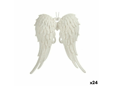 Conjunto de Adornos de Navidad KRIST Adorno Navideño Alas Ángel Plástico Blanco - 24un (2.5x13X14.5cm)