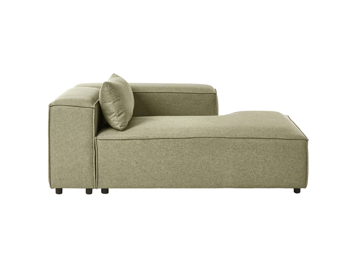 Chaise longue para zurdos de Beliani Brande en tela verde, 122 x 184 x 70 cm