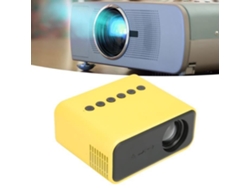 Mini Proyector LED HURRISE 4.3 x 3.5 x 2 Pulgadas Proyector de Video de Multi Puertos con Soporte de Sonido Doméstico Enchufe UE Amarillo