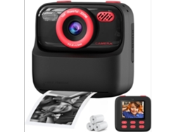 Cámara Digital Instantánea Para Niños, Pantalla Grande De 2,4 Pulgadas, Lentes Duales Frontal Y Trasera De 1080p, (rojo) Czhhmart