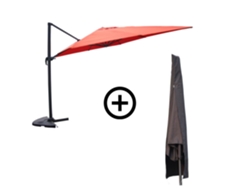 Parasol rectangular Cesare con viga voladiza giratoria de 3 x 4 m, cubierta de aluminio color terracota, concepto U