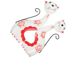 Adorno Madera Creativo Diseño Original Estampado Floral Elegante Figura Oficina Hogar Gato Azul