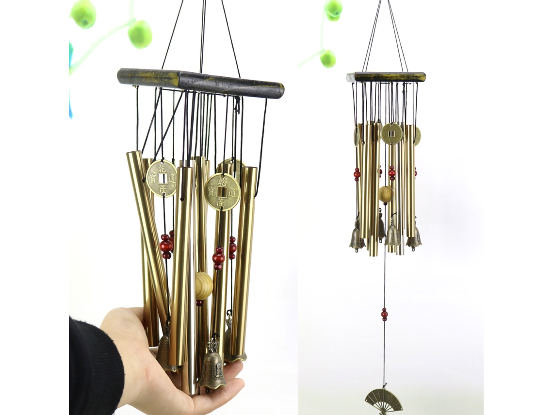 Campanilla De Viento Decorativa Con Múltiples Tubos De Aluminio Y Madera - Regalo Para Cabaña/hogar