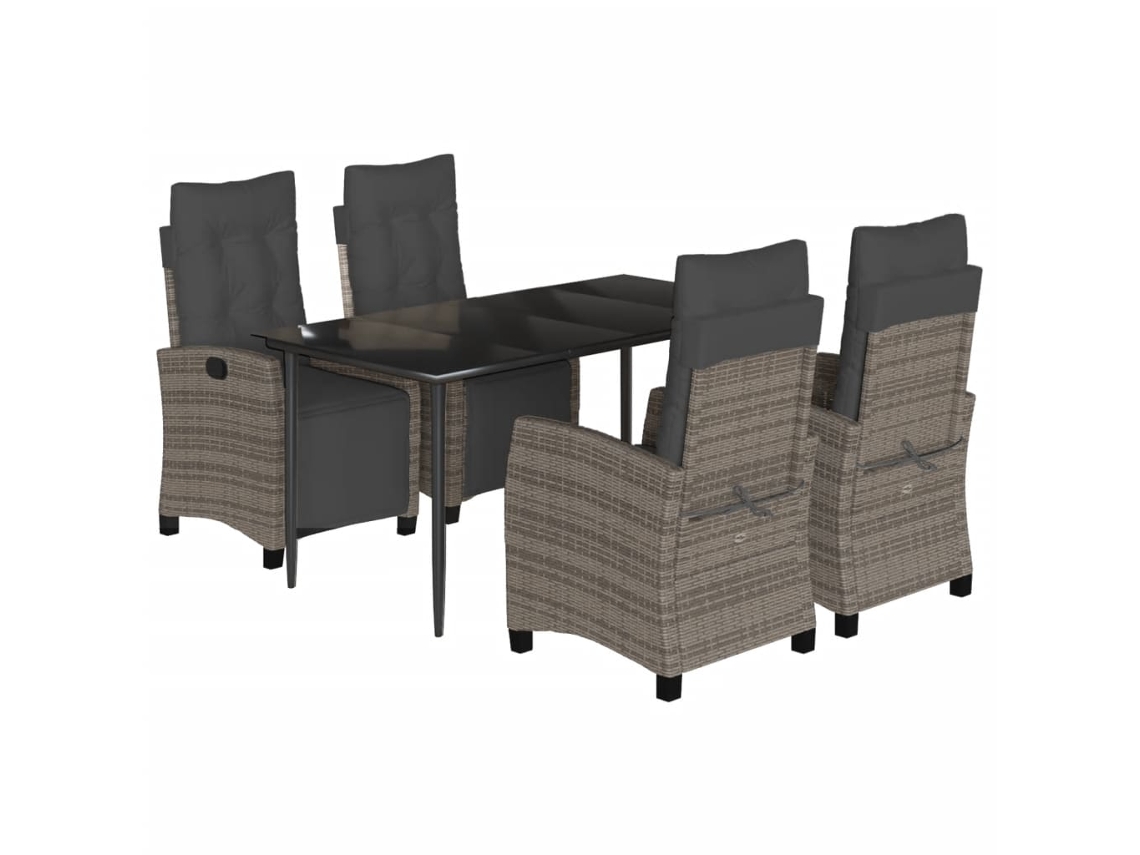 Maison Exclusive - Set Comedor De Jardín 5 Piezas Con Cojines Ratán Sintético Gris