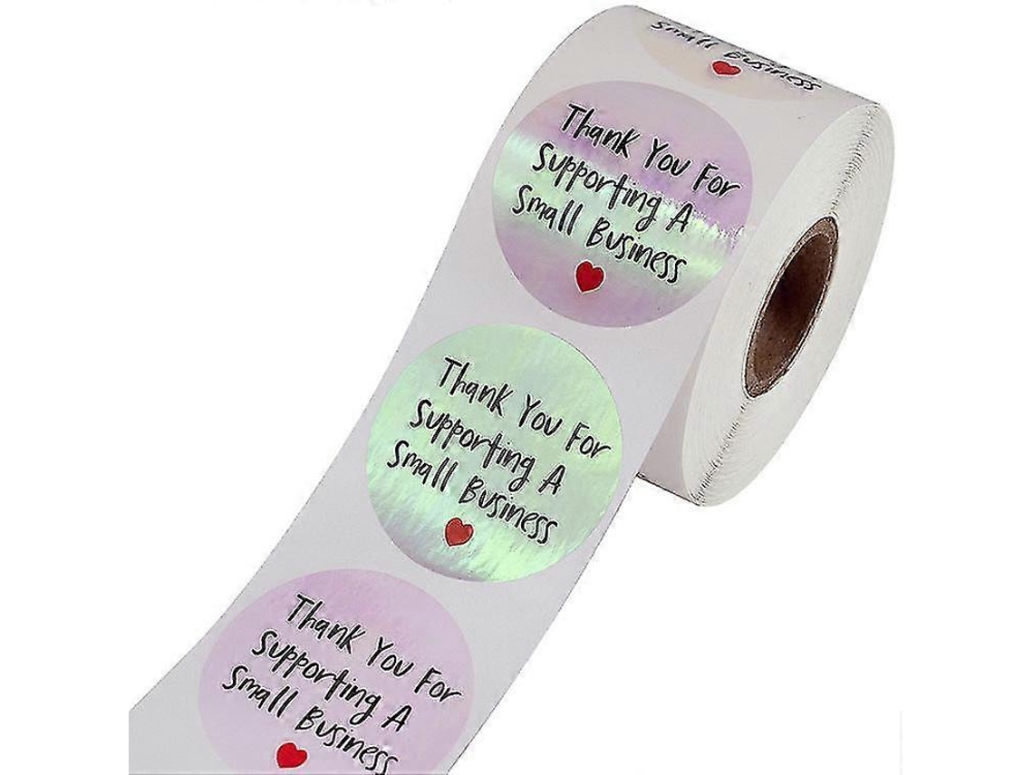 Rollo de 3 hojas de 500 pegatinas navideñas, con diseño de arcoíris y la palabra "gracias" grabada con láser...