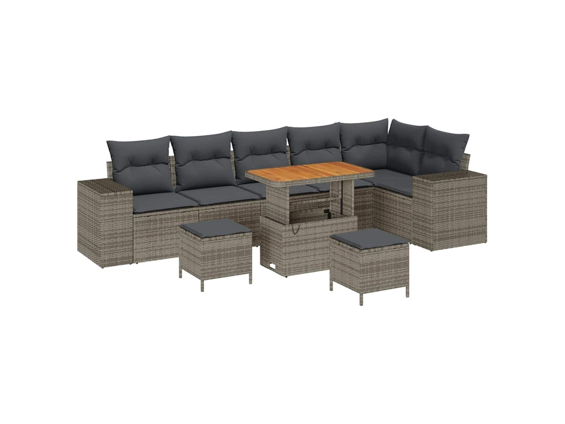 Maison Exclusive - Conjunto de sofá de jardín de 9 piezas con cojines, gris