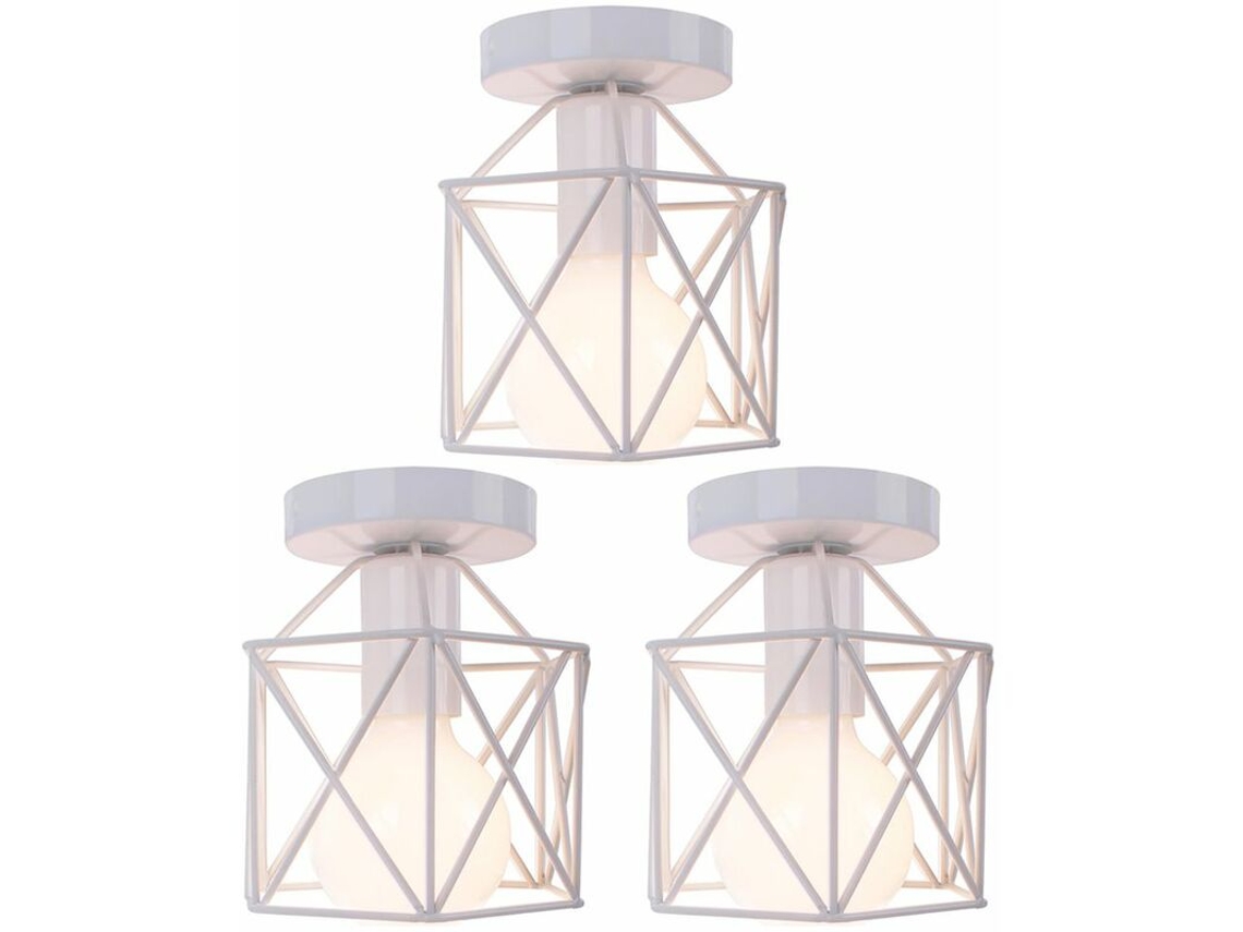 Lámpara colgante industrial empotrada en el techo, fácil de instalar para iluminación decorativa en su espacio, 15 cm de ancho x 15 cm de profundidad x 16 cm de alto, metal blanco.