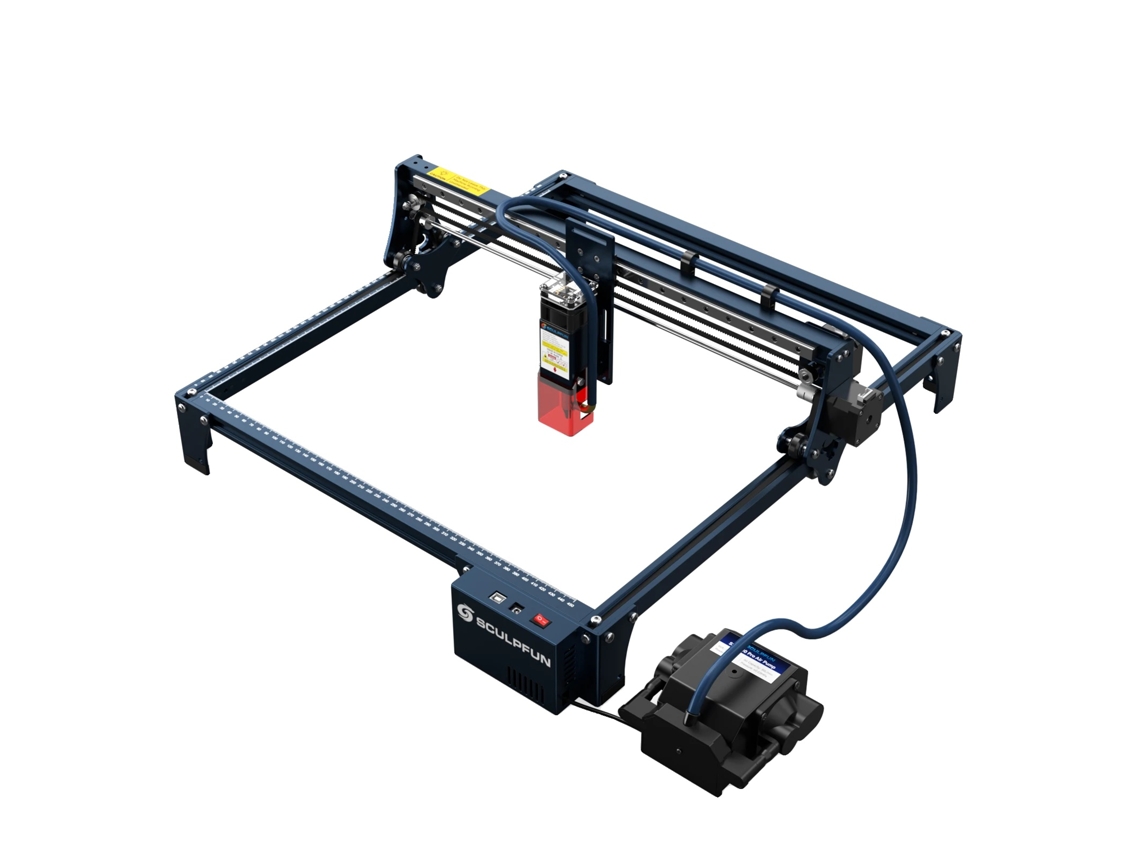Grabador láser de 410 x 400 mm, asistencia neumática, control automático, compatible con Lightburn OEM