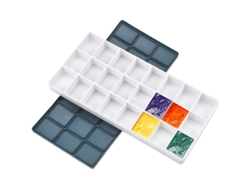 Paleta de pintura Rebe-Linjou, 24 compartimentos para acuarelas, bandeja de plástico vacía con tapa de goma.