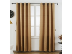 Cortina de Tela Fina con Rayas Cruzadas Marrón 140 x 260 cm - Individual