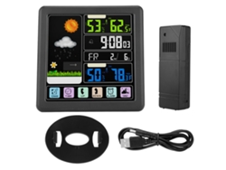 Relógio Meteorológico Sem Fio Com Tela Touch Completa Inteligente Lcd Colorida 7 Idiomas Ts-3310