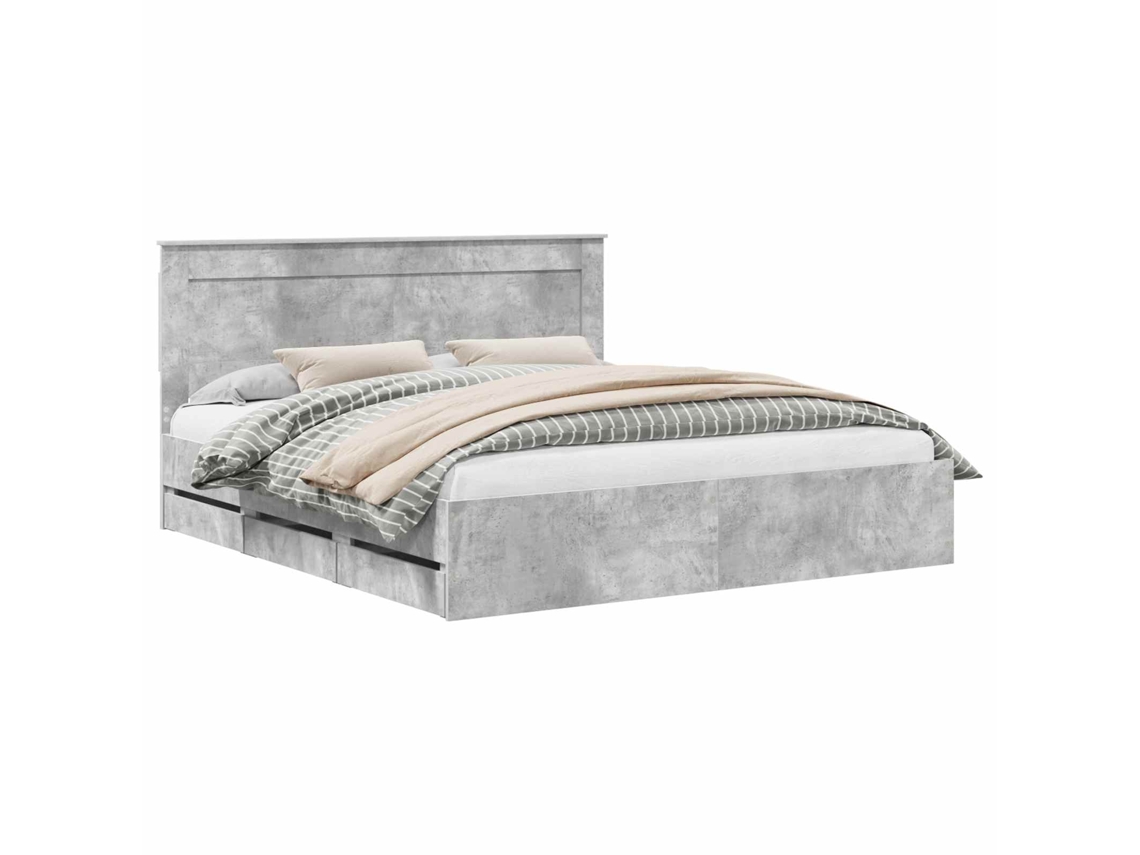 Maison Exclusive - Estructura De Cama Gris Concreto 200 X 200 Cm Madera Ingenieril