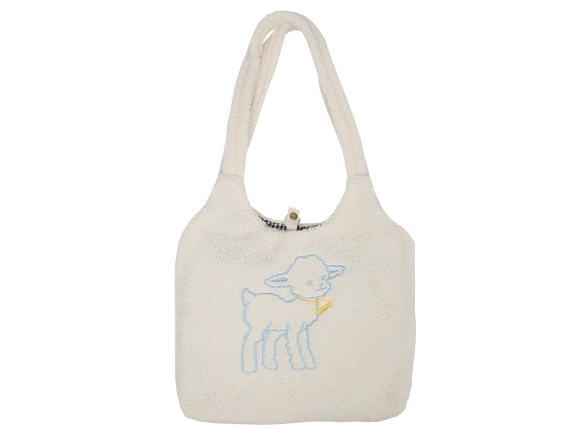 Bolso de hombro de tela de lana para niñas, bolso de mano de algodón de gran capacidad, bolso de compras Kofihety